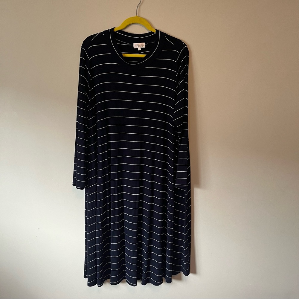 Navy and White Striped Dress
